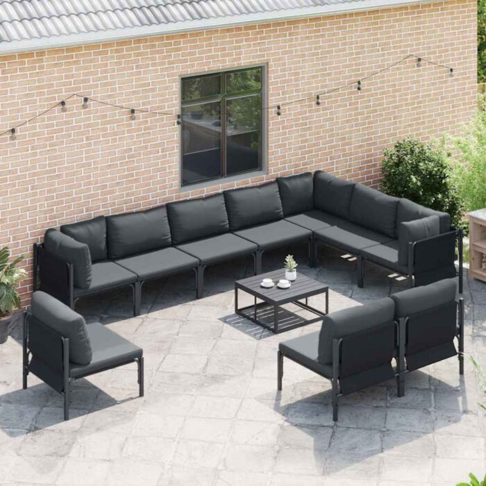 Garten-Sofa-Set 10 pcs Anthrazit Stahl – Bild 3