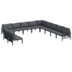 Gartensofa-set mit Kissen 11 pcs Schwarz Stahl – Bild 2