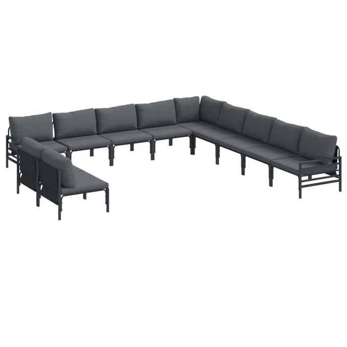Gartensofa-set mit Kissen 11 pcs Schwarz Stahl – Bild 2