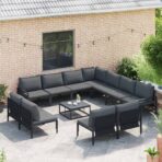 Gartensofa-set mit Kissen 11 pcs Schwarz Stahl – Bild 3