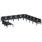 Gartensofa-set mit Kissen 11 pcs Schwarz Stahl – Bild 6