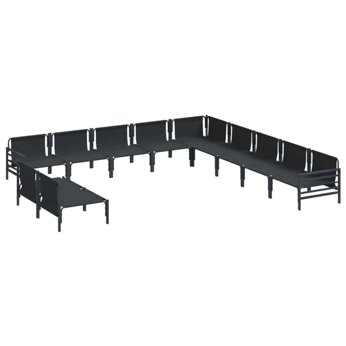 Gartensofa-set mit Kissen 11 pcs Schwarz Stahl – Bild 6