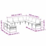 Gartensofa-set mit Kissen 9 pcs Schwarz Stahl – Bild 12