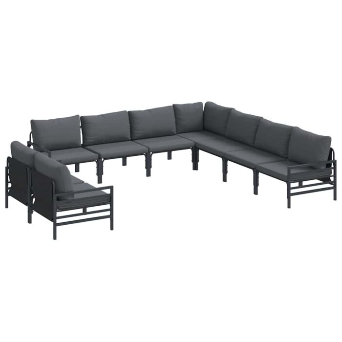 Gartensofa-set mit Kissen 9 pcs Schwarz Stahl – Bild 2