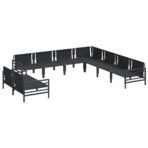 Gartensofa-set mit Kissen 9 pcs Schwarz Stahl – Bild 6
