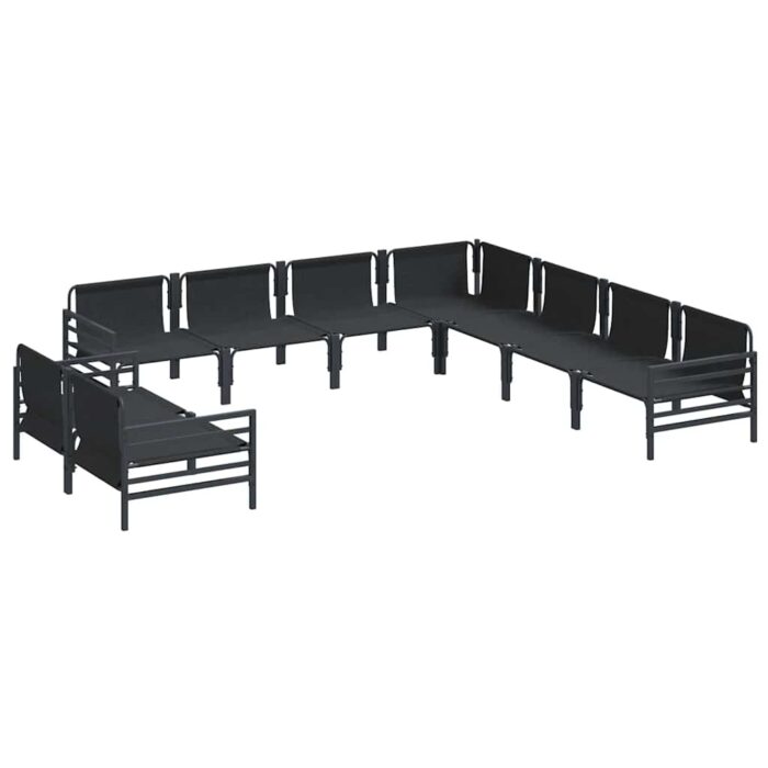 Gartensofa-set mit Kissen 9 pcs Schwarz Stahl – Bild 6