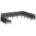 Gartensofa-set mit Kissen 10 pcs Schwarz Stahl – Bild 2