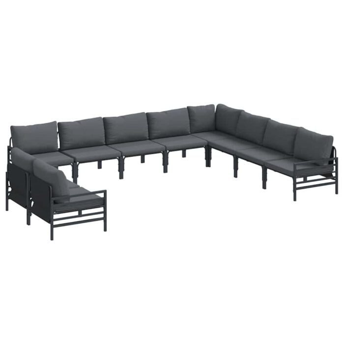 Gartensofa-set mit Kissen 10 pcs Schwarz Stahl – Bild 2