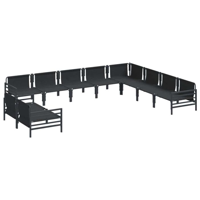 Gartensofa-set mit Kissen 10 pcs Schwarz Stahl – Bild 6