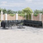 Garten-Sofa-Set mit Kissen 11 pcs Anthrazit Stahl