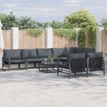 Gartensofa-set mit Kissen 8 pcs Schwarz Stahl