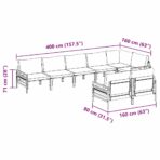 Gartensofa-set mit Kissen 8 pcs Schwarz Stahl – Bild 12