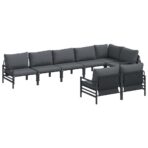 Gartensofa-set mit Kissen 8 pcs Schwarz Stahl – Bild 2