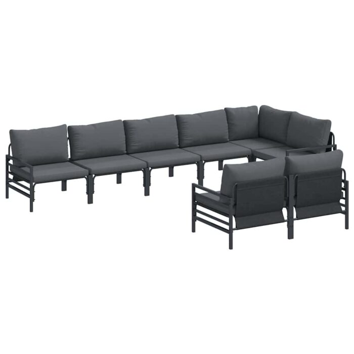Gartensofa-set mit Kissen 8 pcs Schwarz Stahl – Bild 2
