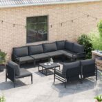 Gartensofa-set mit Kissen 8 pcs Schwarz Stahl – Bild 3