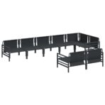 Gartensofa-set mit Kissen 8 pcs Schwarz Stahl – Bild 6