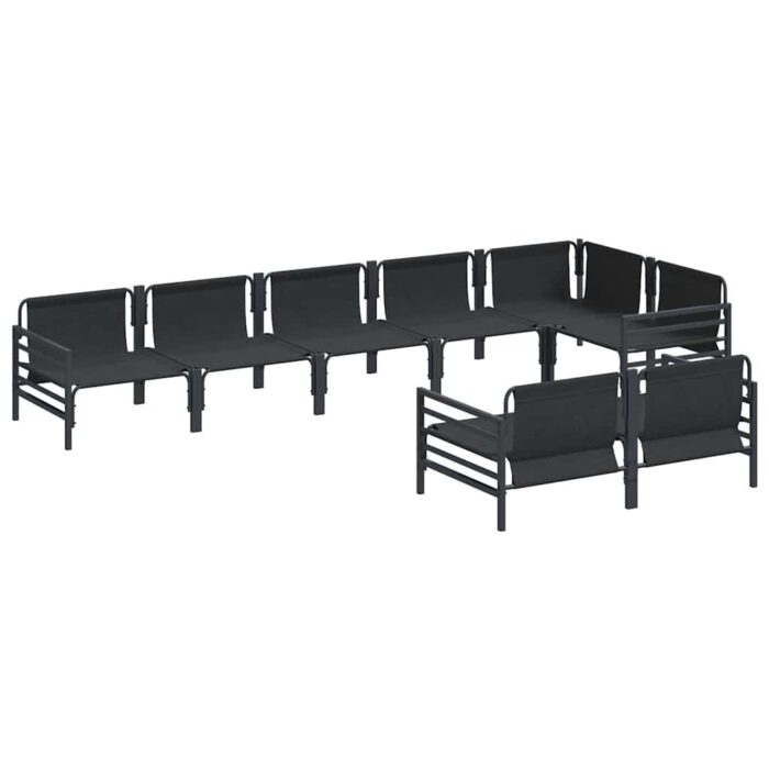 Gartensofa-set mit Kissen 8 pcs Schwarz Stahl – Bild 6