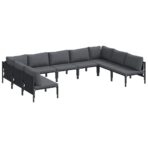 Gartensofa-set mit Kissen 9 pcs Schwarz Stahl – Bild 2