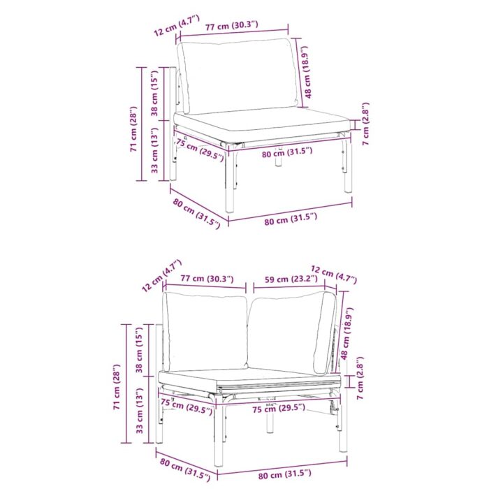 Gartensofa-set mit Kissen 10 pcs Schwarz Stahl – Bild 11