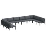 Gartensofa-set mit Kissen 10 pcs Schwarz Stahl – Bild 2