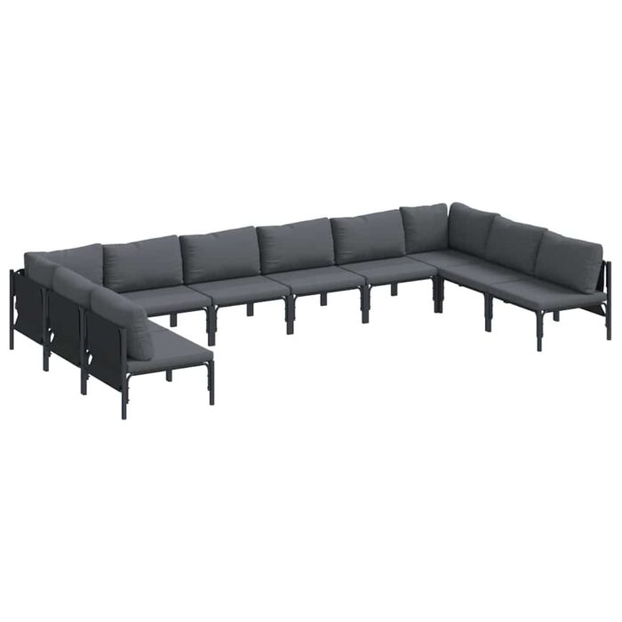 Gartensofa-set mit Kissen 10 pcs Schwarz Stahl – Bild 2