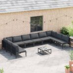 Gartensofa-set mit Kissen 10 pcs Schwarz Stahl – Bild 3
