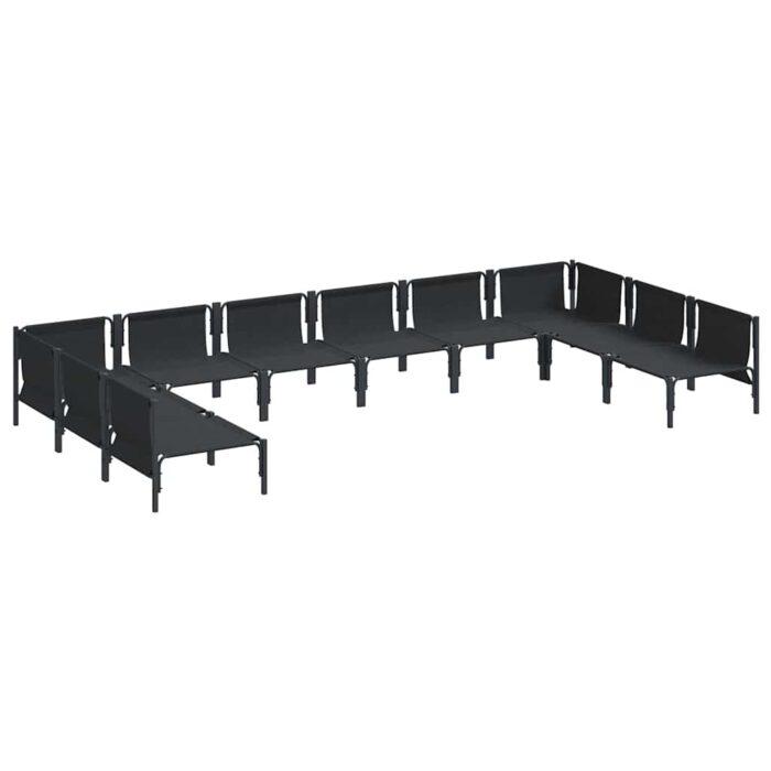 Gartensofa-set mit Kissen 10 pcs Schwarz Stahl – Bild 5