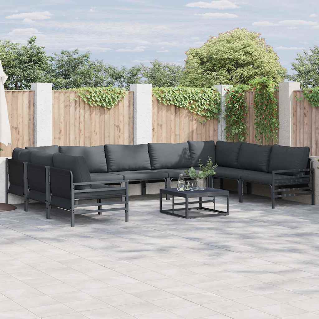 3379014_1.jpg Gartensofa-set mit Kissen 9 pcs Schwarz Stahl – Bild 1