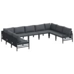 Gartensofa-set mit Kissen 9 pcs Schwarz Stahl – Bild 2