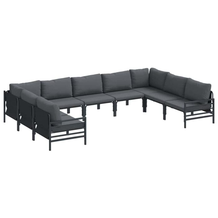 Gartensofa-set mit Kissen 9 pcs Schwarz Stahl – Bild 2
