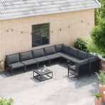 Gartensofa-set mit Kissen 9 pcs Schwarz Stahl – Bild 3