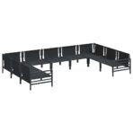 Gartensofa-set mit Kissen 9 pcs Schwarz Stahl – Bild 5