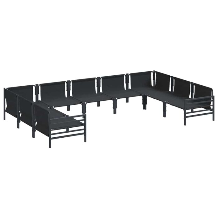 Gartensofa-set mit Kissen 9 pcs Schwarz Stahl – Bild 5