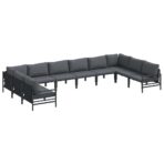 Gartensofa-set mit Kissen 10 pcs Schwarz Stahl – Bild 2
