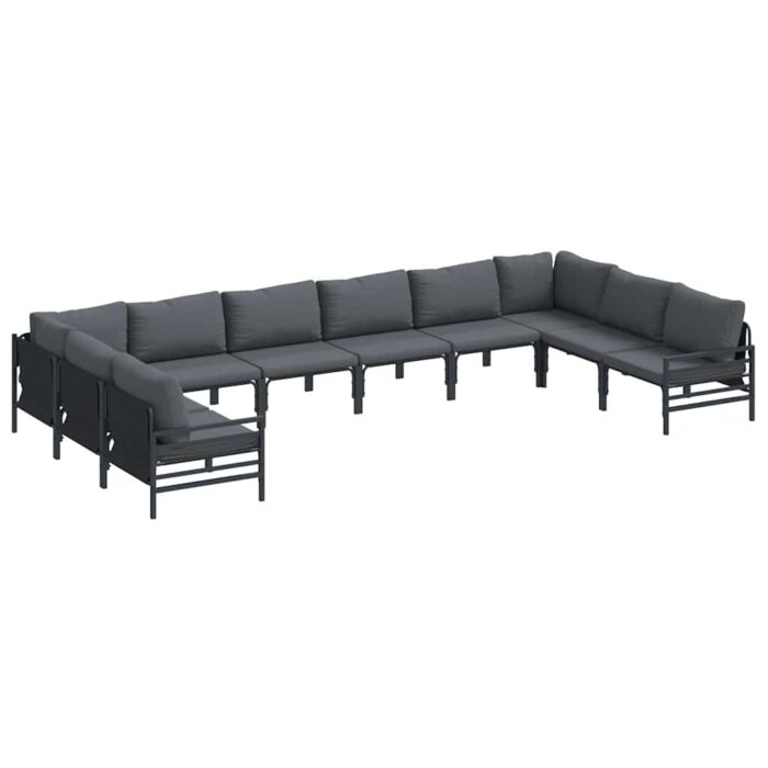 Gartensofa-set mit Kissen 10 pcs Schwarz Stahl – Bild 2