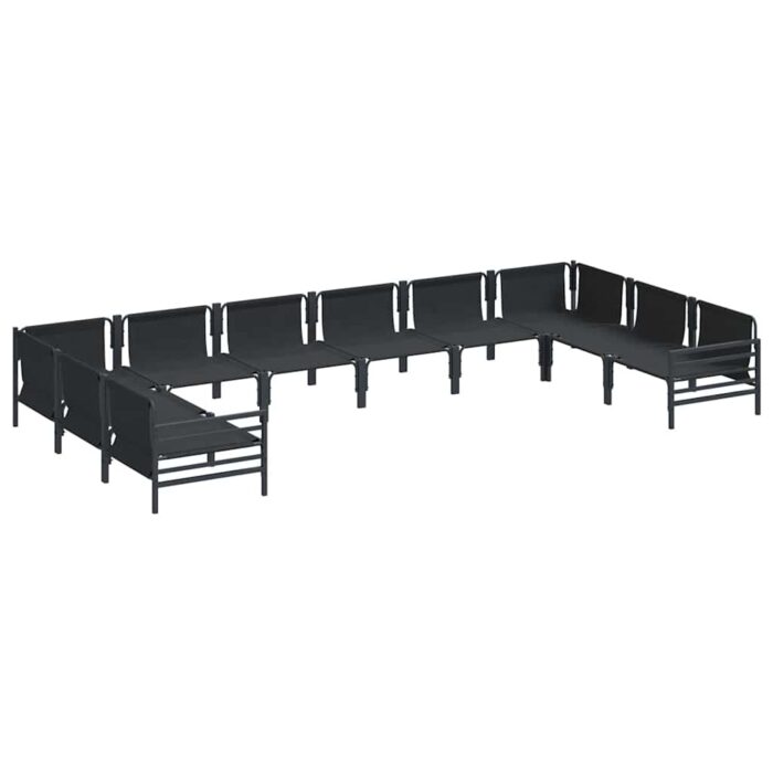 Gartensofa-set mit Kissen 10 pcs Schwarz Stahl – Bild 5