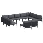 Gartensofa-set mit Kissen 11 pcs Schwarz Stahl – Bild 2