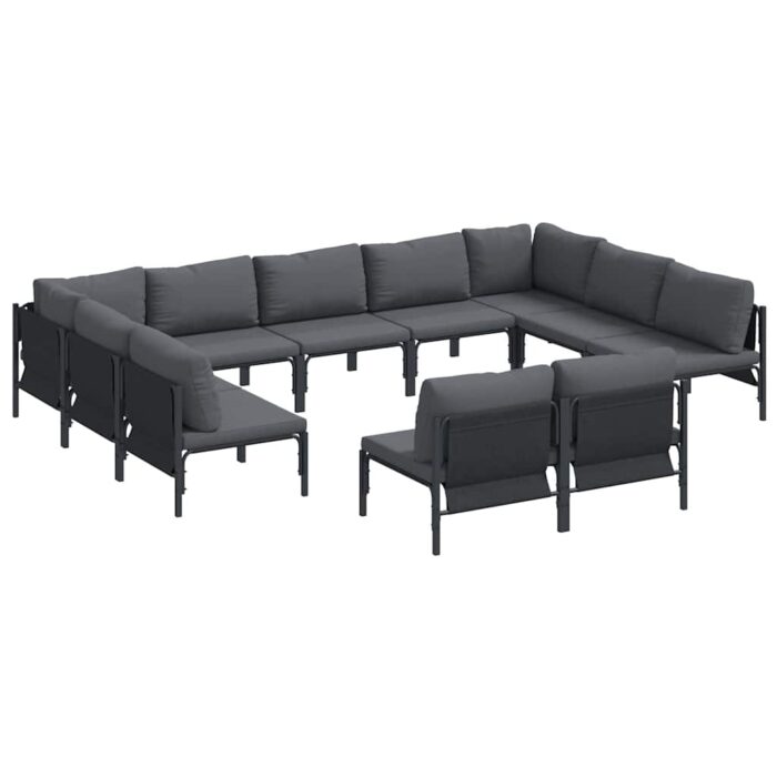 Gartensofa-set mit Kissen 11 pcs Schwarz Stahl – Bild 2
