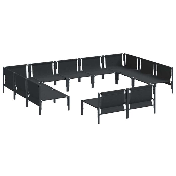 Gartensofa-set mit Kissen 11 pcs Schwarz Stahl – Bild 5