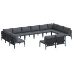 Gartensofa-set mit Kissen 12 pcs Schwarz Stahl – Bild 2
