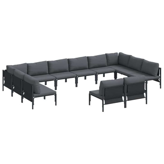 Gartensofa-set mit Kissen 12 pcs Schwarz Stahl – Bild 2