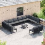 Gartensofa-set mit Kissen 12 pcs Schwarz Stahl – Bild 3