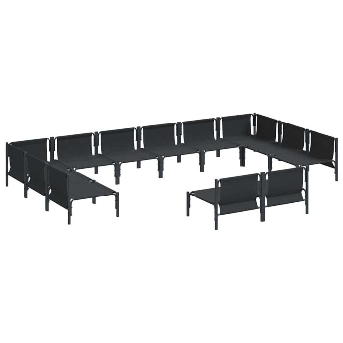 Gartensofa-set mit Kissen 12 pcs Schwarz Stahl – Bild 5