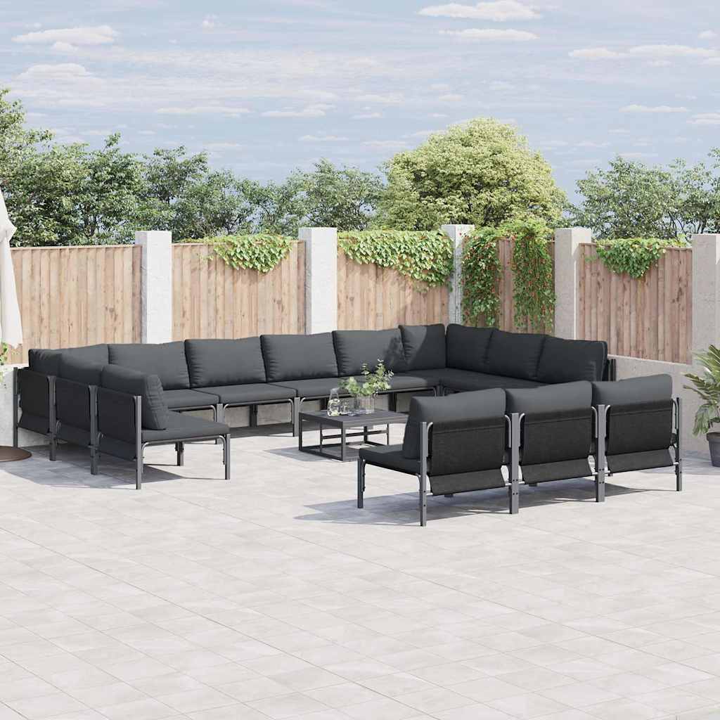 3379022_1.jpg Gartensofa-set mit Kissen 13 pcs Schwarz Stahl – Bild 1