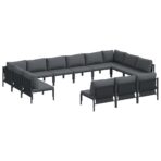 Gartensofa-set mit Kissen 13 pcs Schwarz Stahl – Bild 2
