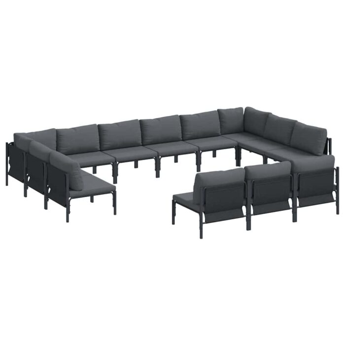 Gartensofa-set mit Kissen 13 pcs Schwarz Stahl – Bild 2