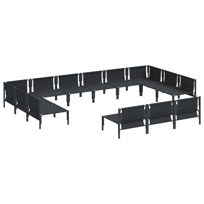 Gartensofa-set mit Kissen 13 pcs Schwarz Stahl – Bild 5