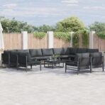 Gartensofa-set mit Kissen 12 pcs Schwarz Stahl