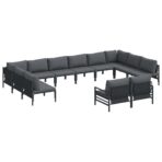 Gartensofa-set mit Kissen 12 pcs Schwarz Stahl – Bild 2
