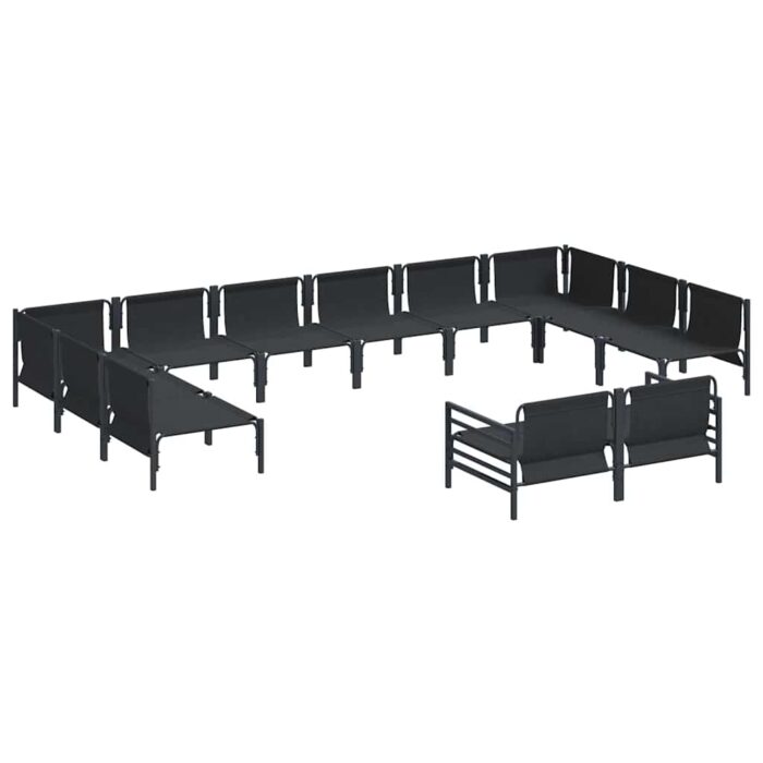 Gartensofa-set mit Kissen 12 pcs Schwarz Stahl – Bild 5